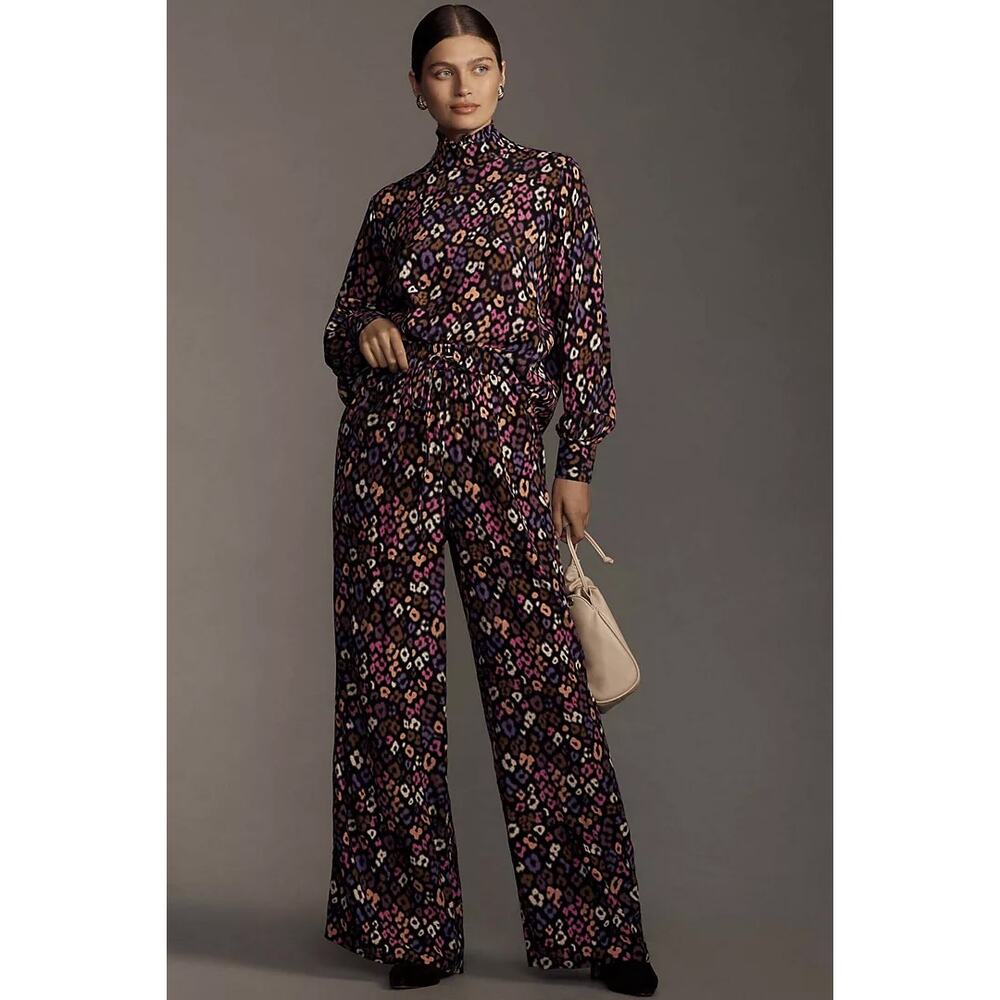 nwt ANTHROPOLOGIE ESSENTIEL ANTWERP sz 6 Extrovert Wide Leg Pants tiger blossom